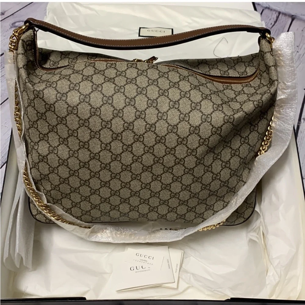Gucci Chain Hobo GG Coated Canvas